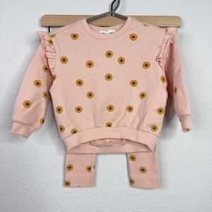 Miles The Label 2 Piece Set‎ Girls 9M Organic Sunflower Ruffle Whimsical Boho